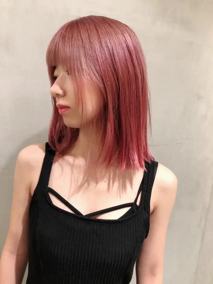 ミディアム カラー ピンクカラー ヘアカラー トリートメント 大西 直人のヘアスタイル