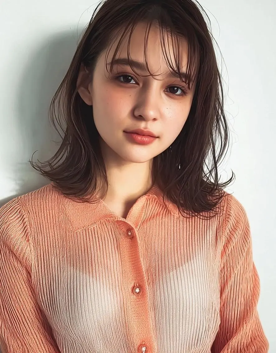 セミロング カラー デザインカラー✨ 透明感カラー菊地真保のヘアスタイル