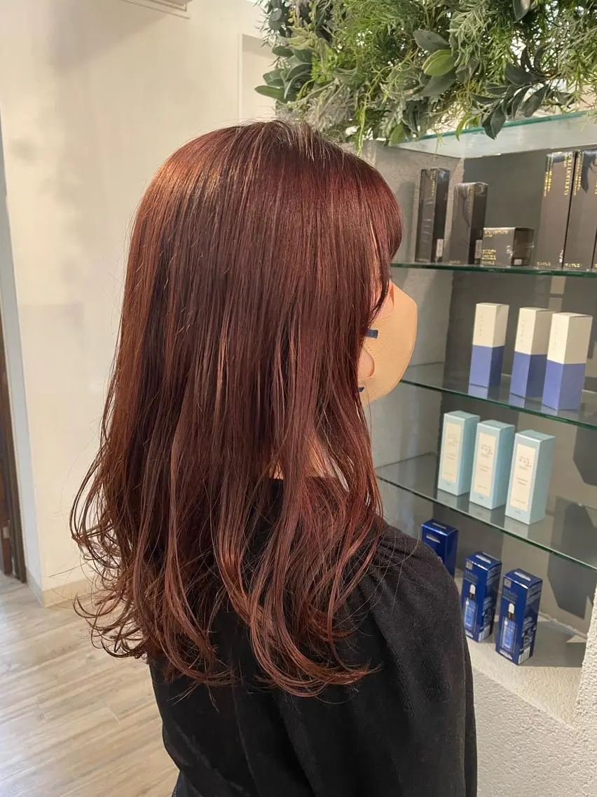 ロング カラー ブラウンカラー ピンクカラー ピンクブラウン ヘアカラー VISAGE ba.sk 金子詩帆のヘアスタイル