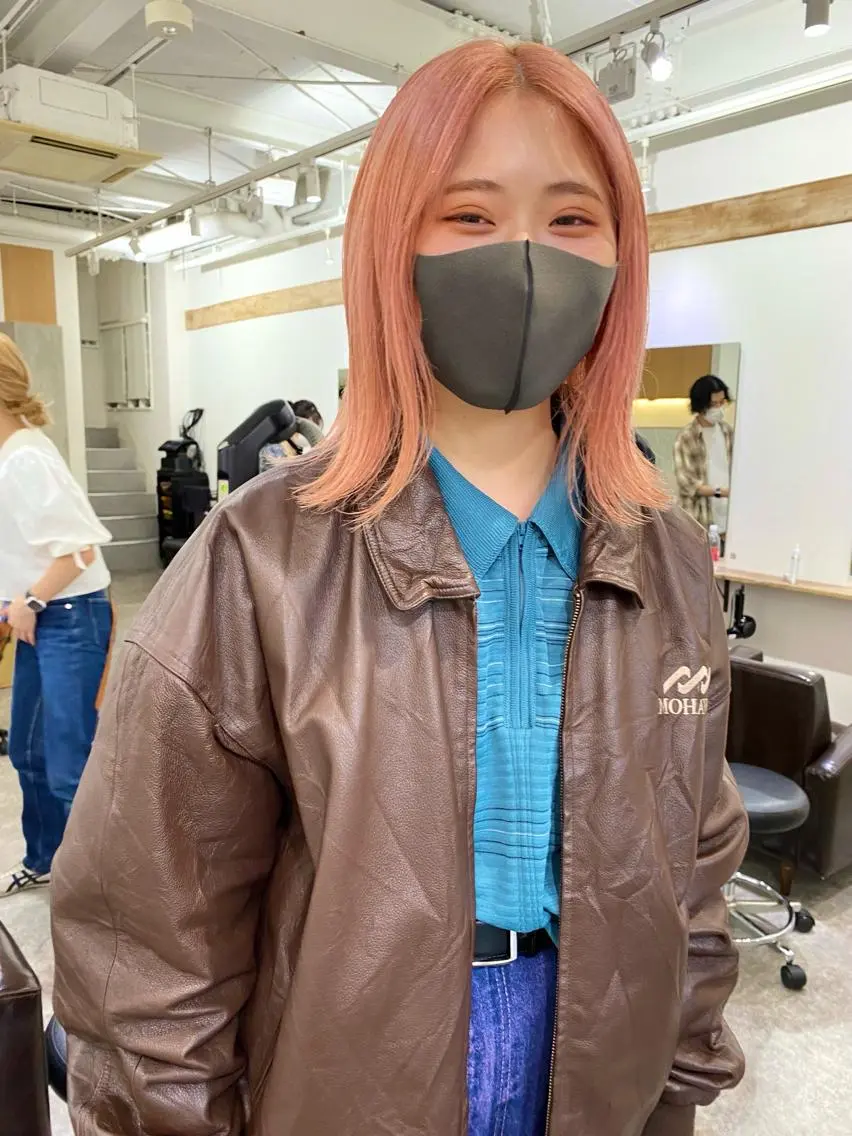 ミディアム カラー ハイトーンカラー ピンクカラー ヘアカラー 森貴裕/ベージュ/ パーマ/オリーブのヘアスタイル