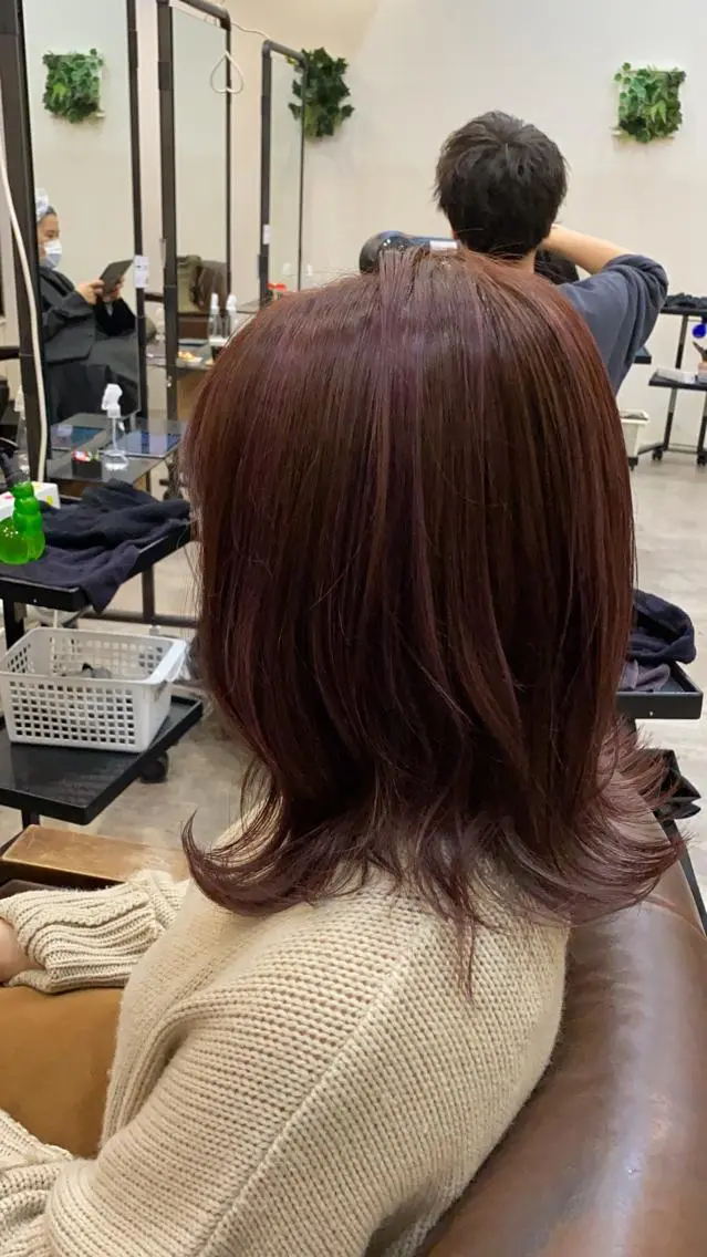 ミディアム カラー ピンクカラー ローズカラー 🟢NEGi🟣 🫧髪質改善のヘアスタイル