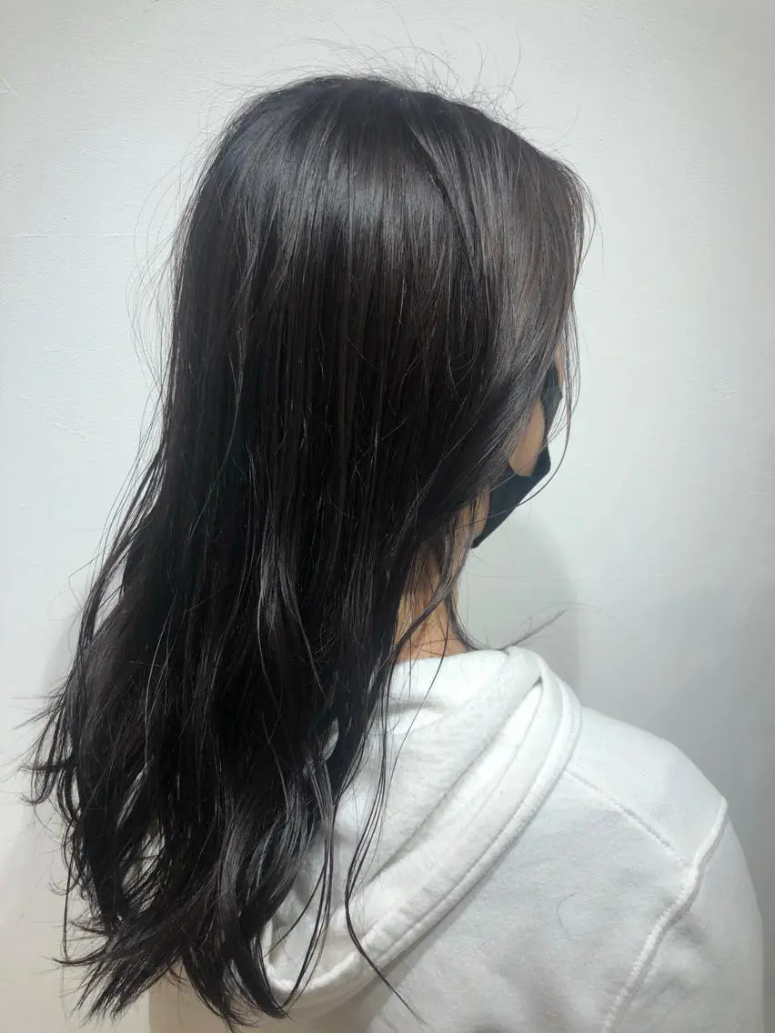 ロング カラー 黒髪 ブルーカラー ブルーブラック ヘアカラー トリートメント ヘッドスパ Warmcolors 🎀Reonaのヘアスタイル