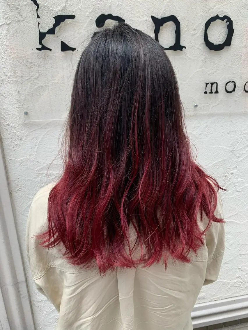ロング カラー グラデーションカラー ピンクカラー 髪質改善色素改善特化 keiのヘアスタイル