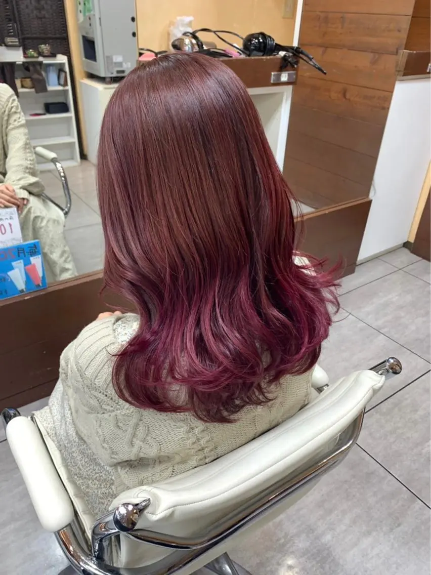 セミロング ヘアカラー レイヤー/艶髪カラー 森本くるみのヘアスタイル