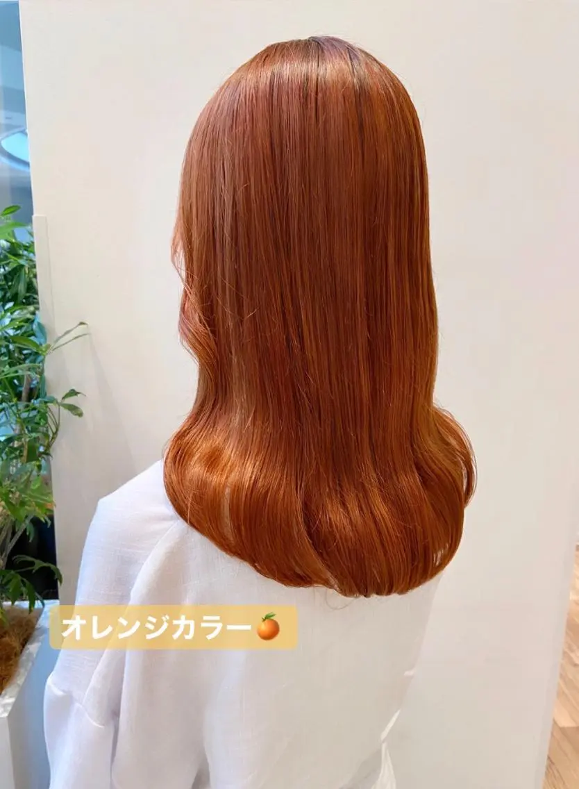 ロング カラー オレンジ 韓国風ヘア 木下 奈々のヘアスタイル