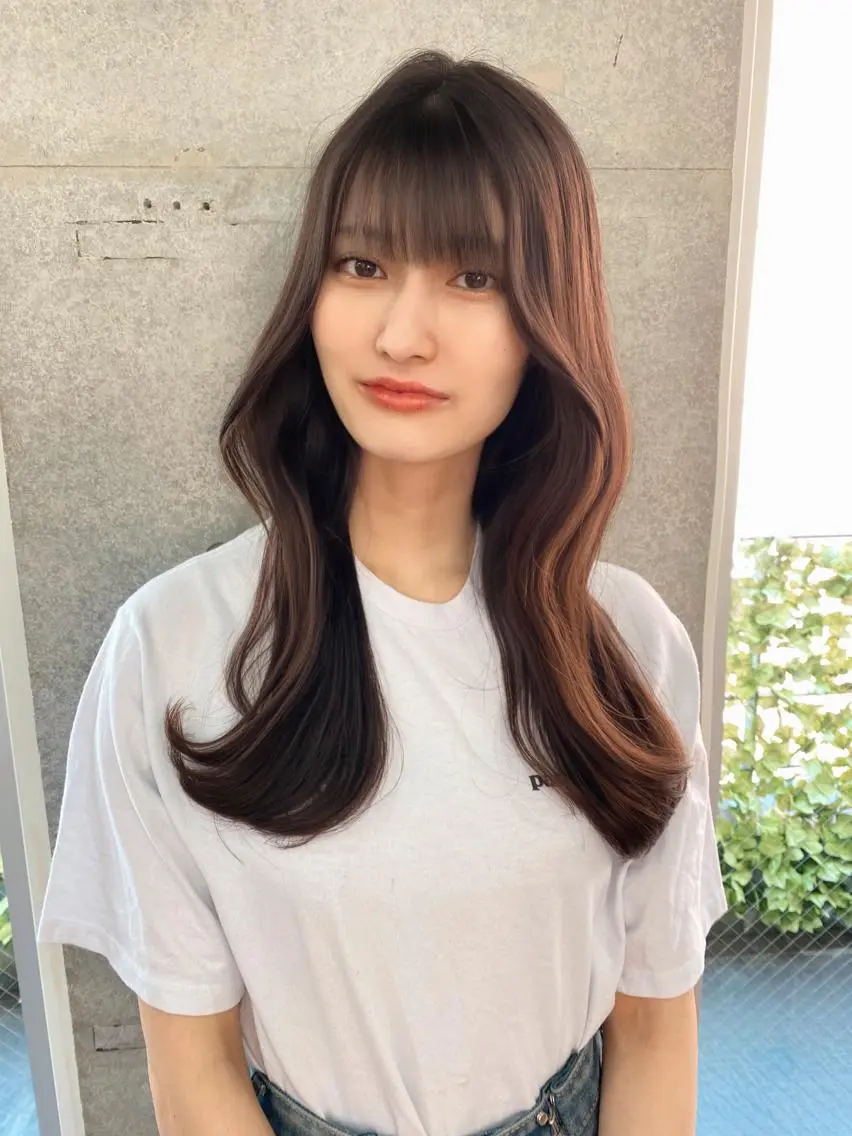 ロング ボブ くびれヘア エギョモリ 韓国風ヘア レイヤーカット 大人可愛いレイヤー 大田のヘアスタイル