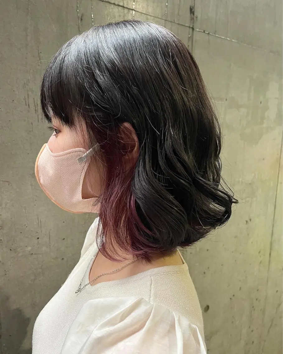ミディアム カラー ブリーチ カット ヘアカラー トリートメント 似合わせ/ブリーチ/ 髪質改善/ミクෆ‪のヘアスタイル