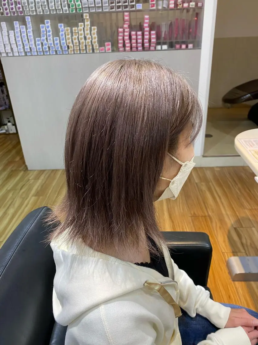 ミディアム カラー ブラウンカラー ピンクカラー ピンクブラウン 土井 祐之介のヘアスタイル