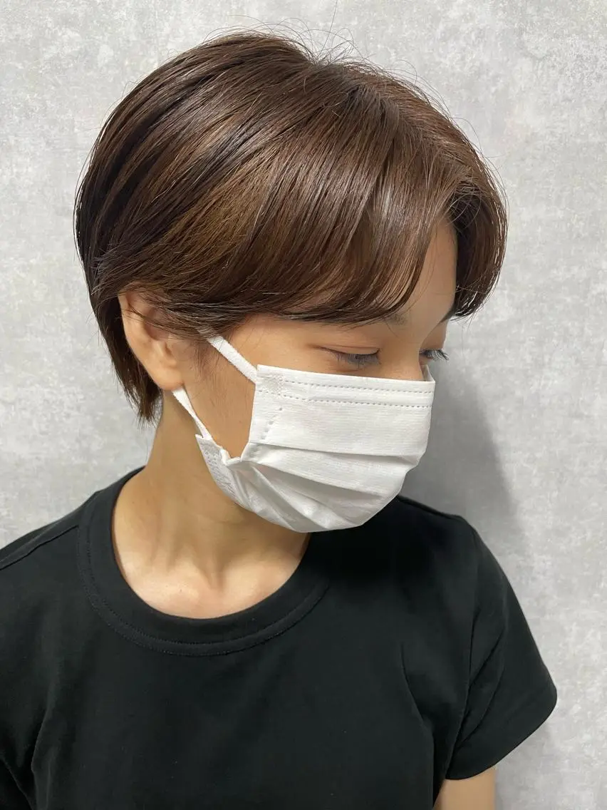ショート 切りっぱなしボブ ショートボブ 丸みショート ミストバング ボブ モテ髪/ボブ/ショー ト/アダチフウトのヘアスタイル