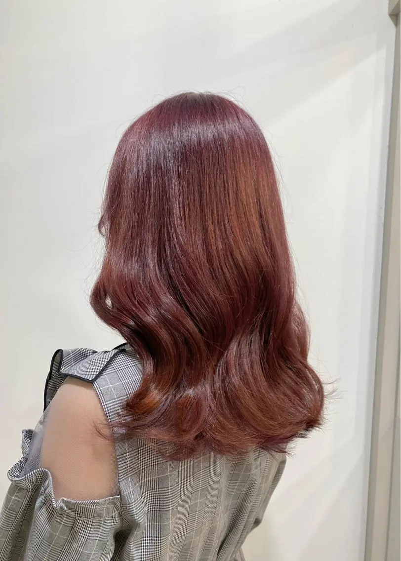 ロング カラー ブラウンカラー ピンクカラー ピンクブラウン たなか もえなのヘアスタイル