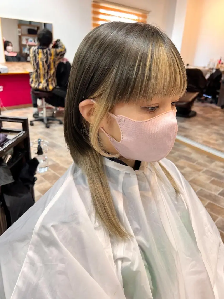 ミディアム カラー ヘアカラー&縮毛矯正 STAR☆RIVERのヘアスタイル