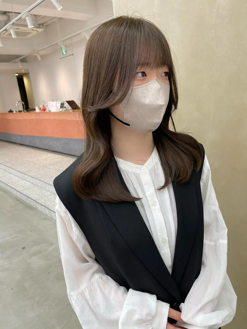 セミロング 顔周りカット 韓国風ヘア レイヤーカット だいや/メンズパーマ メンズカット/名古屋のヘアスタイル