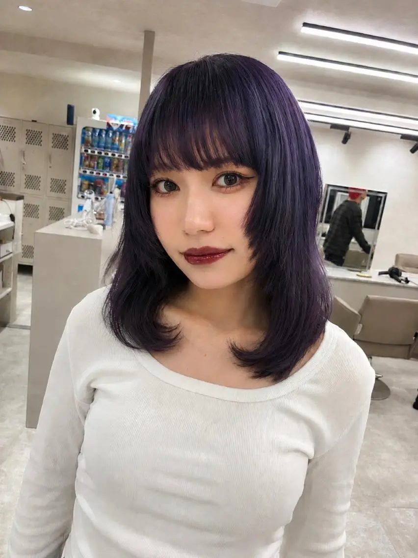 ミディアム カラー パープルカラー 🎀ブリーチ ハイト ーン ♡Kanon♡のヘアスタイル