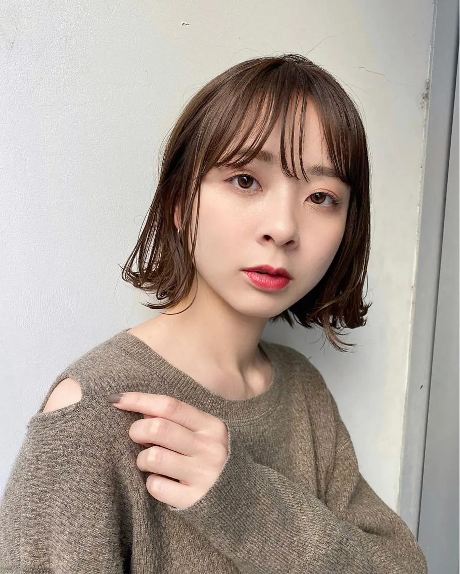 ショート 切りっぱなしボブ ボブ 艶カラー/似合わせ 💖Emmy💖のヘアスタイル