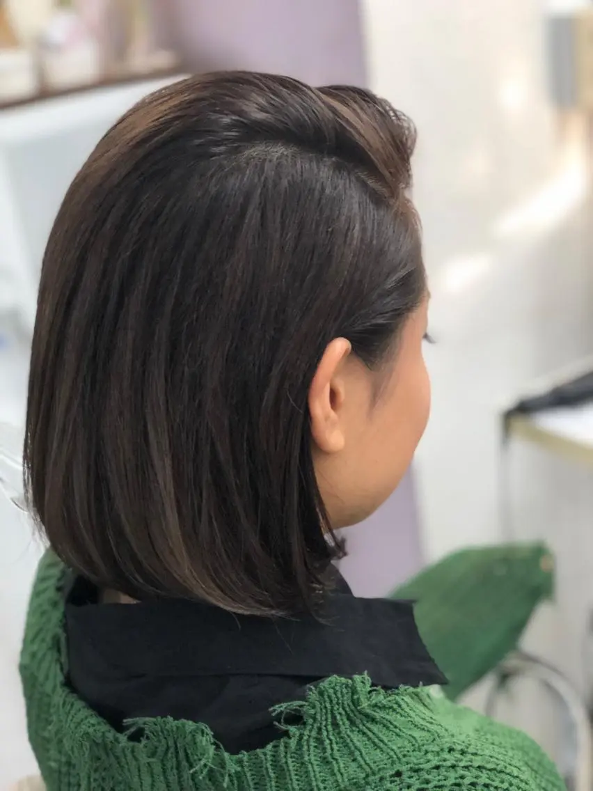 ショート カラー ヘアアレンジ 透明感カラー グレージュ 枝毛カット&髪質改善 満足NO.1岡しゃんのヘアスタイル