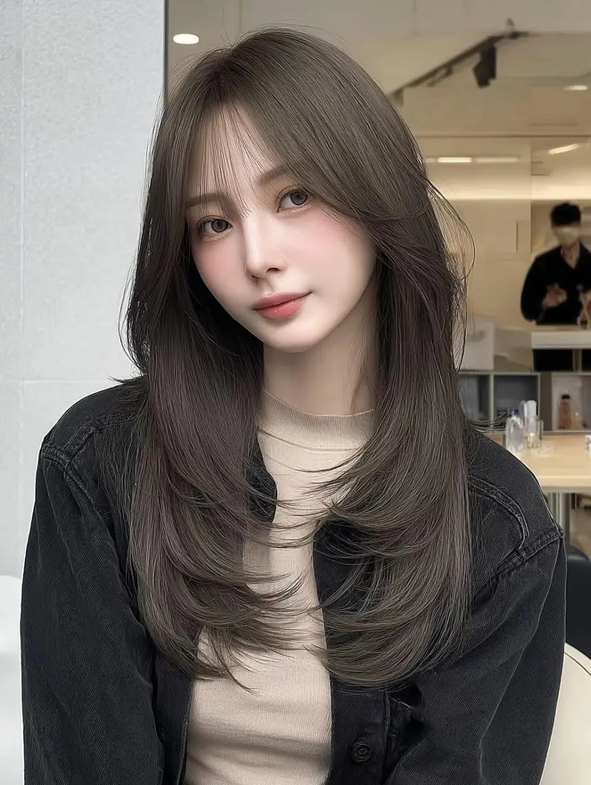セミロング くびれヘア 顔周りカット 髪質改善 ヨシンモリ 韓国風ヘア sasa ササのヘアスタイル