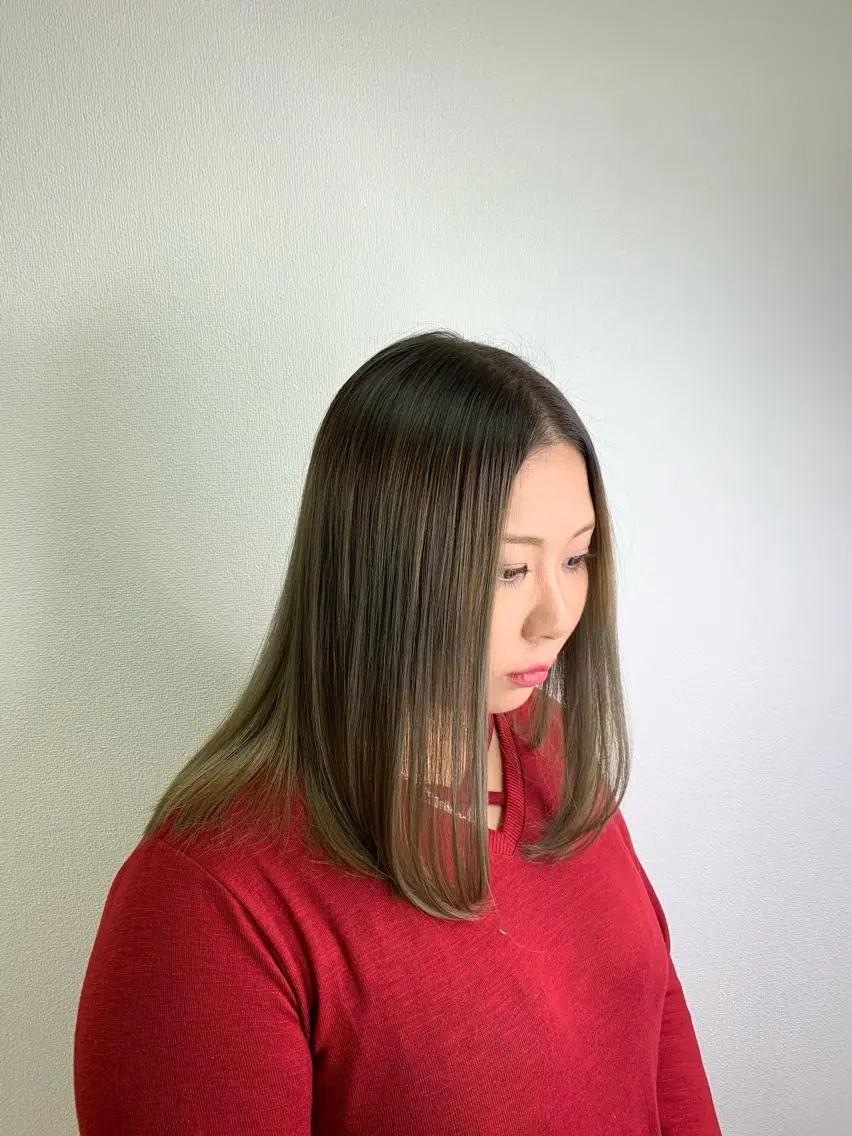セミロング セミロングパーマ ハイライト 髪質改善 縮毛矯正 【清瀬】パサツキ 広がり改善川合剛史のヘアスタイル