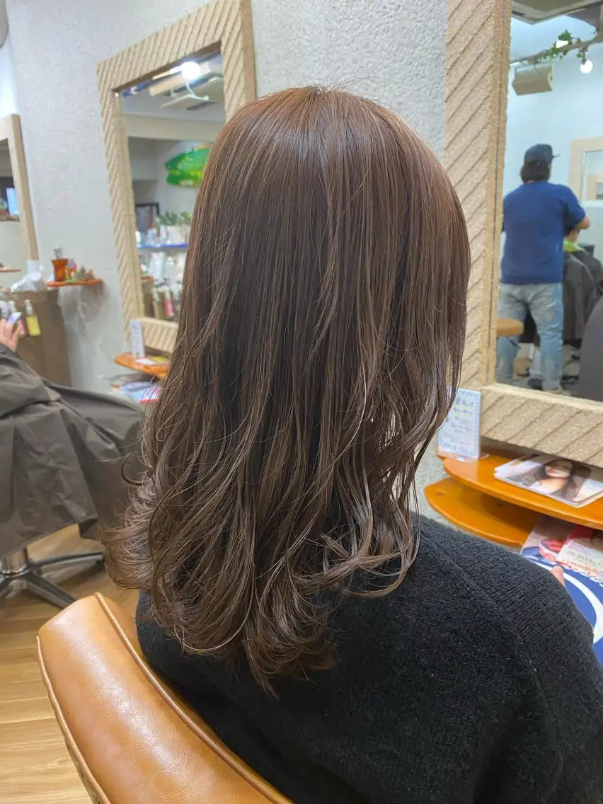 セミロング カラー カット パーマ 藤野 陵平のヘアスタイル