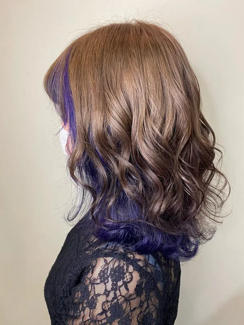 ミディアム パープルカラー ヘアカラー ゆぴ☾‪/推しカラー /ハイトーンのヘアスタイル