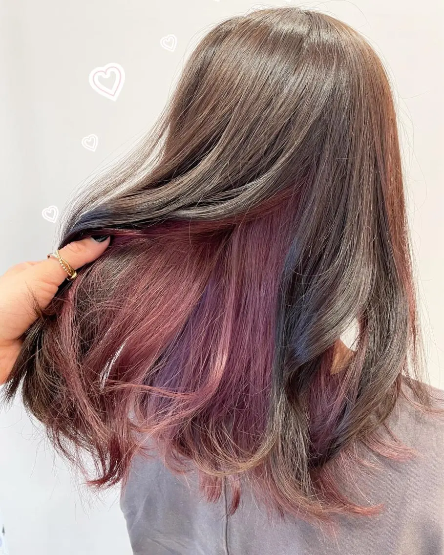 ミディアム カラー インナーカラー ピンクカラー 新宿駅近♡個室 ♡関口三都季🌜のヘアスタイル