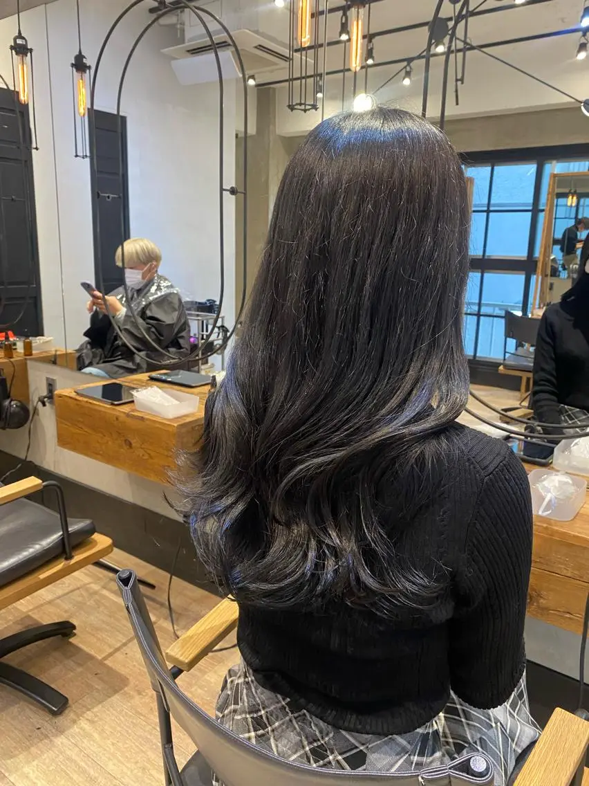 ロング カット ヘアカラー トリートメント 新宿/顔周りカット +レイヤー=しずく♩のヘアスタイル