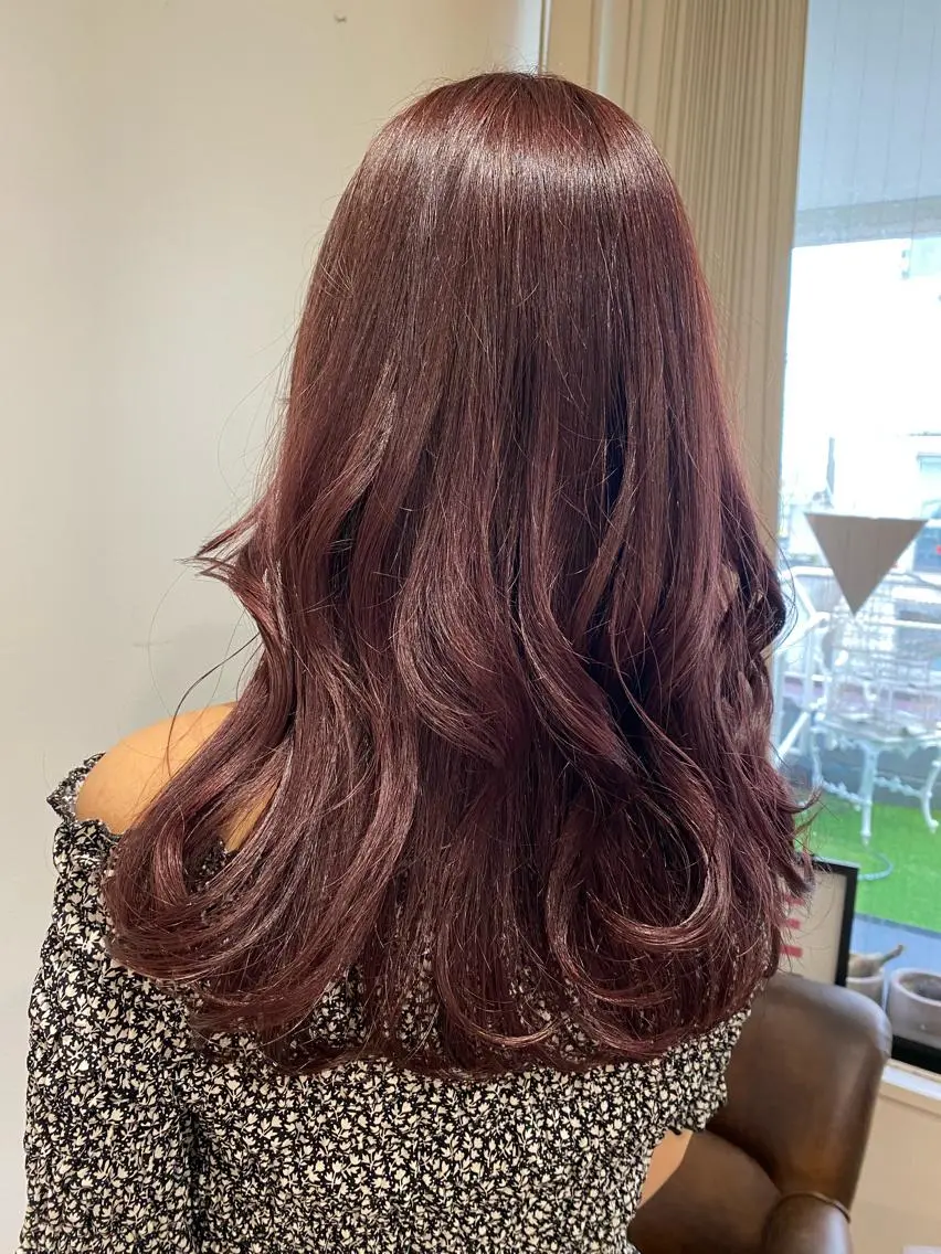 セミロング カラー ブラウンカラー ピンクカラー ピンクブラウン KAREN🕊️ 大宮美容室のヘアスタイル