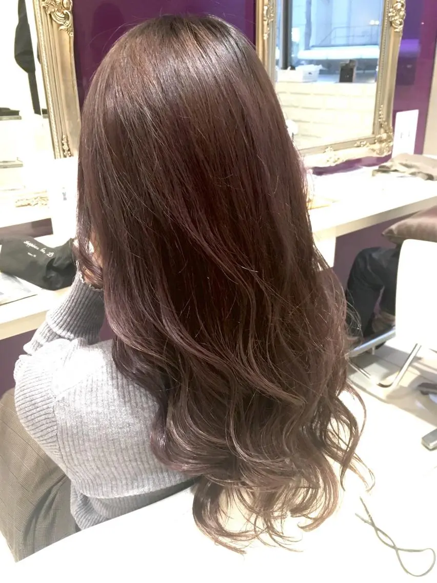 ロング カラー アッシュ ベージュカラー ダブルカラー ラベンダーカラー ラベンダーアッシュ ヘアカラー 農添 杏のヘアスタイル