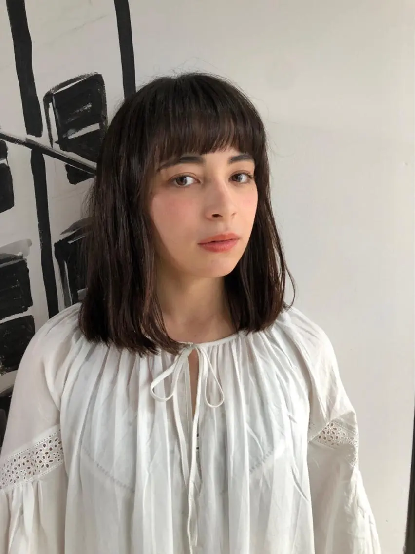 ミディアム カット ヘアカラー トリートメント ✨色持ちの良い艶 カラー✨蟹江真世のヘアスタイル