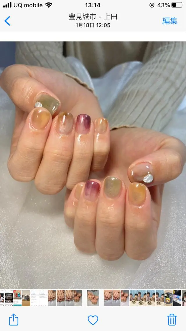 ミディアム パーマ ネイル マツエク・マツパ ハンドネイル 荒木 莉奈のネイルデザイン