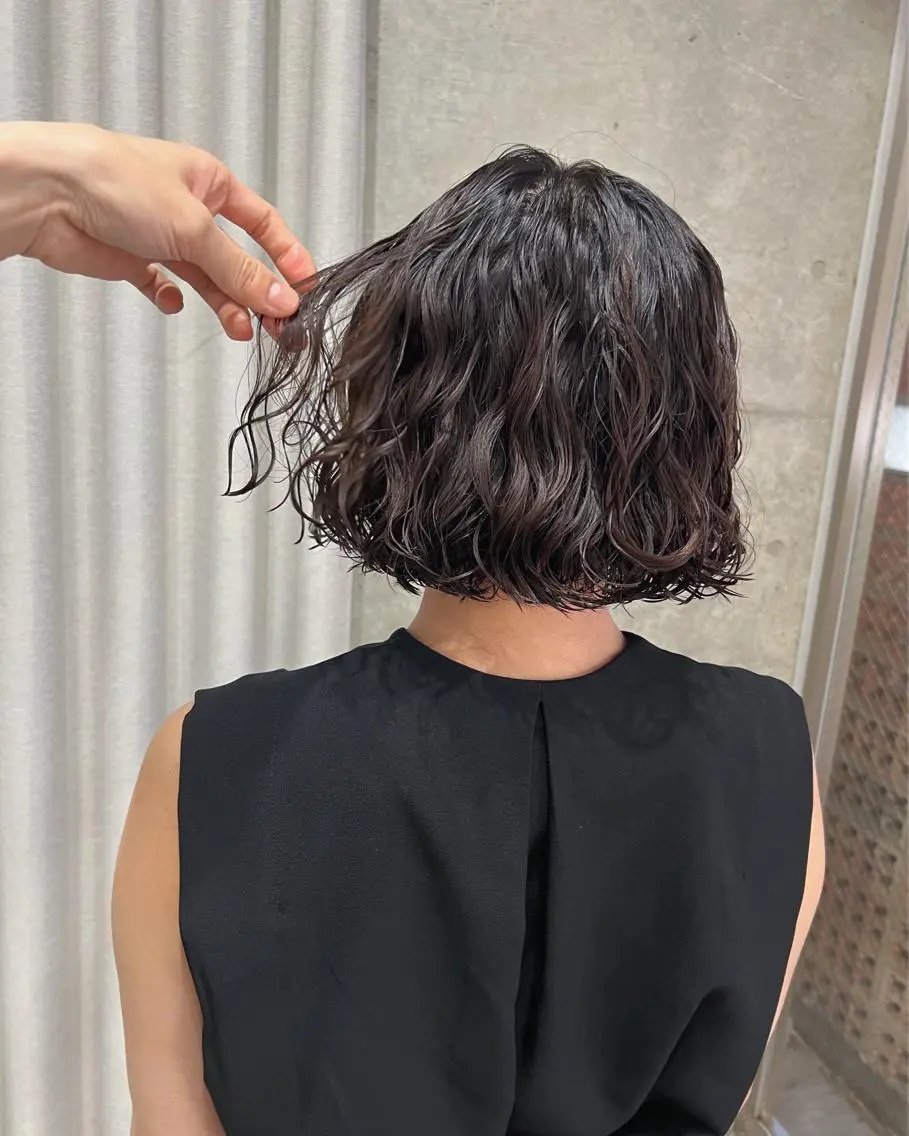 ショート パーマ ボブパーマコテ巻き風 パーマNo1深江秀平のヘアスタイル