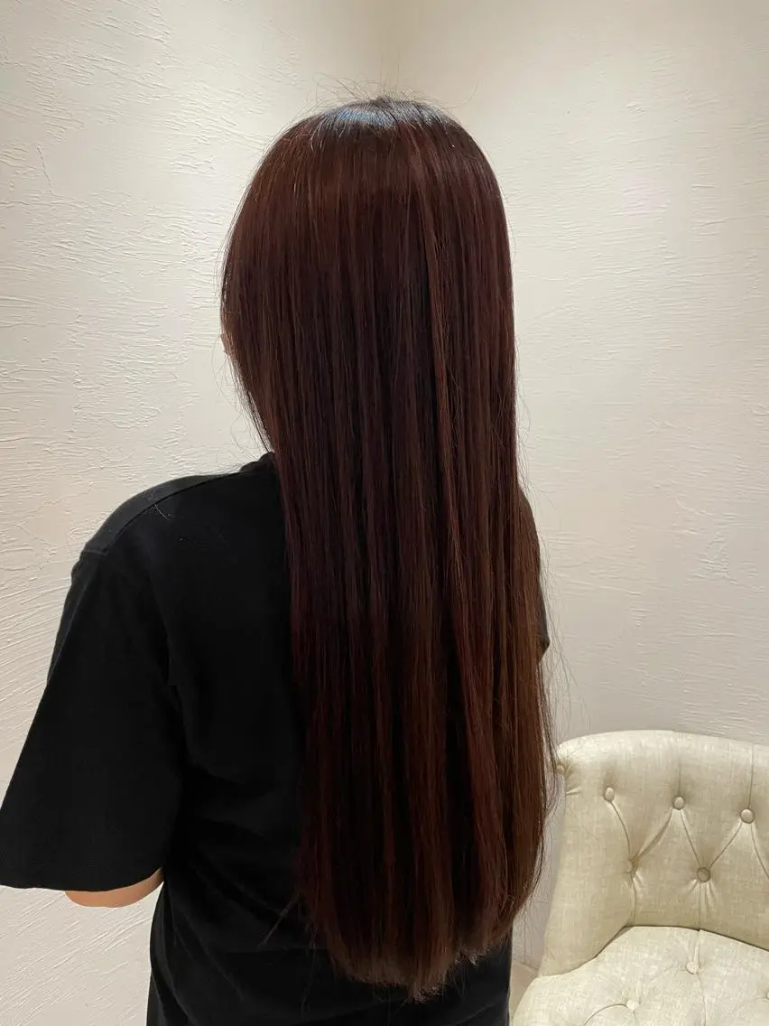ロング ピンクブラウン 守川 七海のヘアスタイル