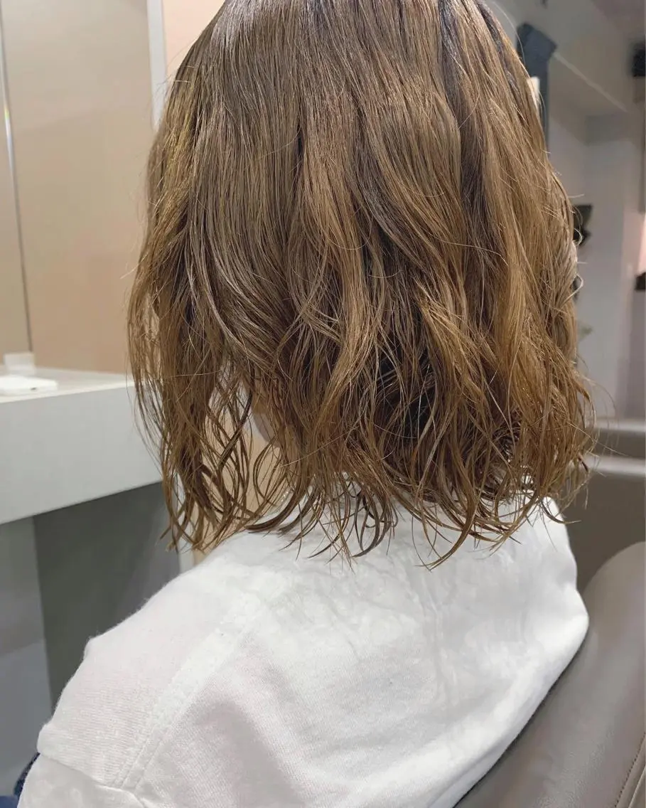 ミディアム パーマ ボブパーマコテ巻き風 パーマNo1深江秀平のヘアスタイル