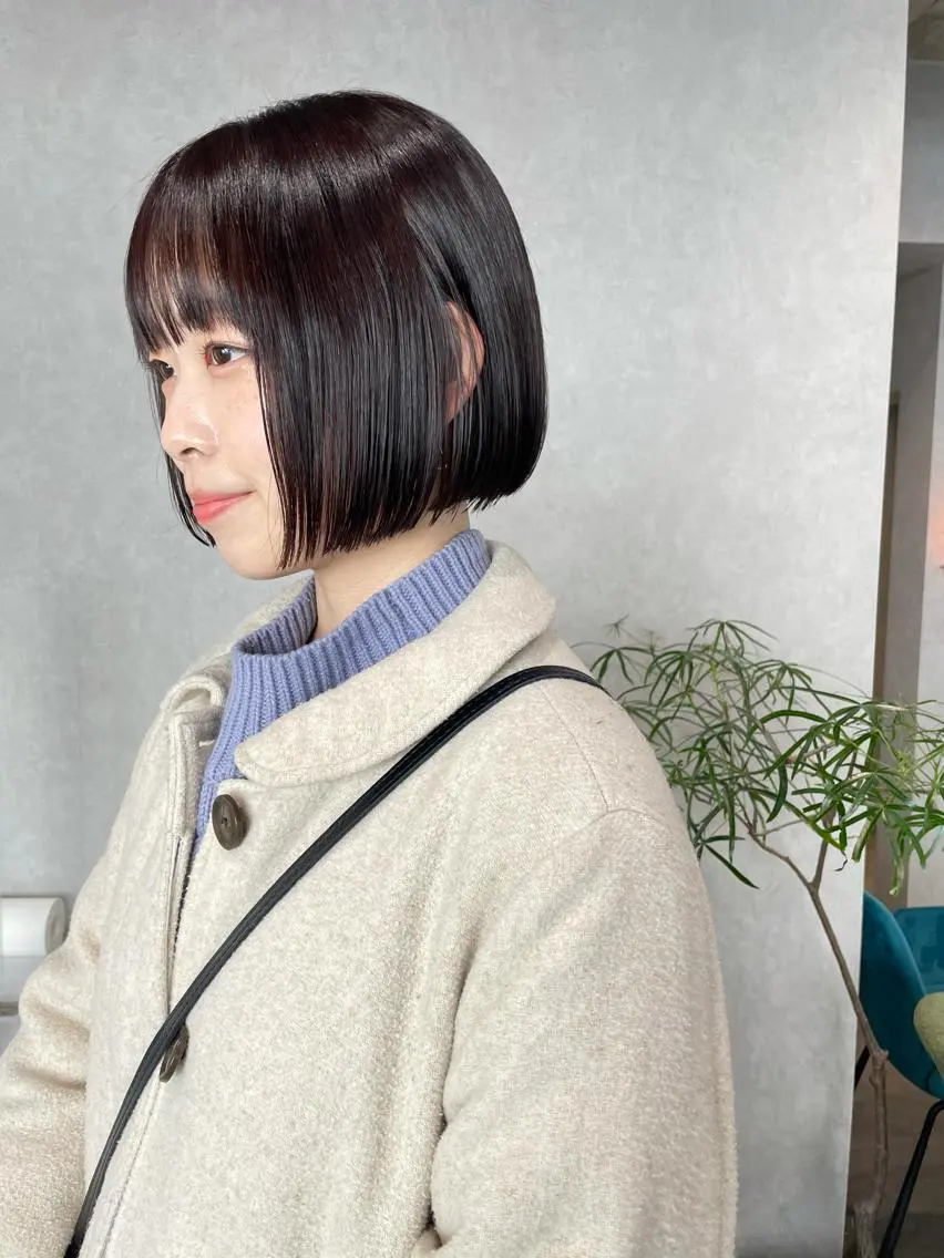 ショート カラー 切りっぱなしボブ ボブ カット ヘアカラー ナチュラル透明感🌱 小山美樹子のヘアスタイル