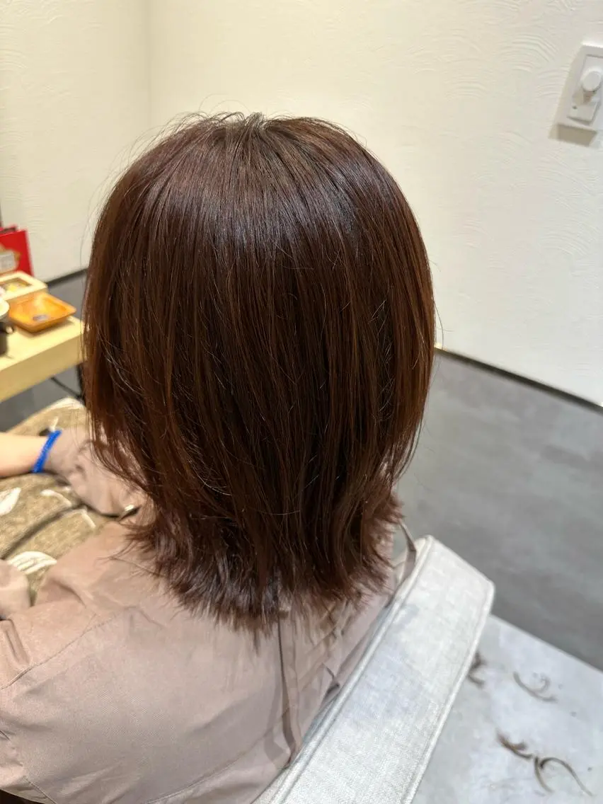 ミディアム カラー カット ヘアカラー やまぐち あやみのヘアスタイル