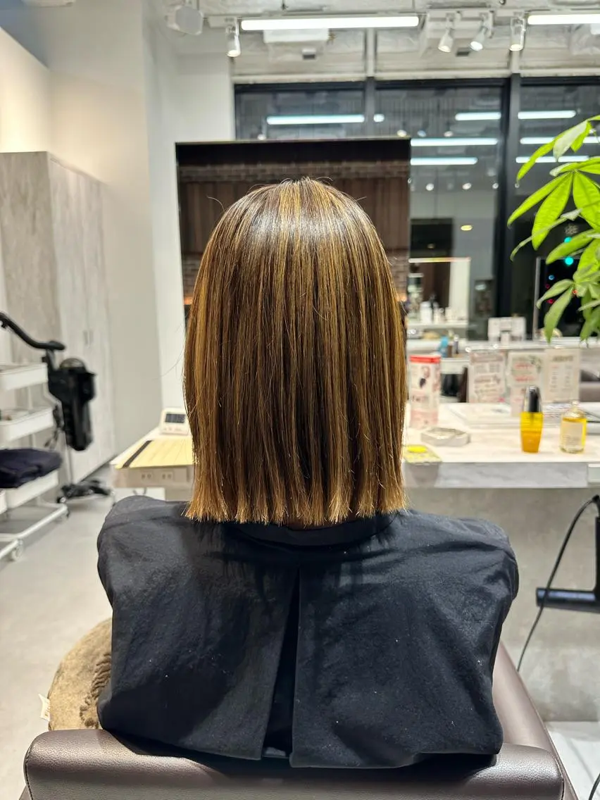 ミディアム ボブ カット あさひ かなのヘアスタイル