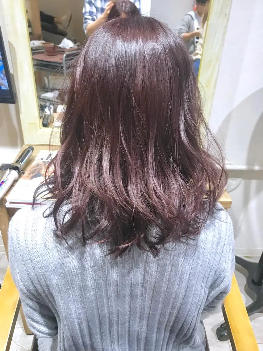 ミディアム カラー パーマ ヘアアレンジ ピンクカラー バイオレットカラー 縮毛矯正/美髪 髪質改善/石田幸輔のヘアスタイル
