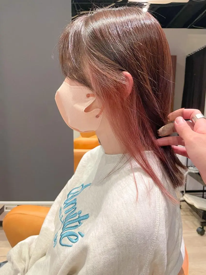 ミディアム カラー ピンクカラー ヘアカラー 髪質改善/ブリーチ 田代 龍我のヘアスタイル