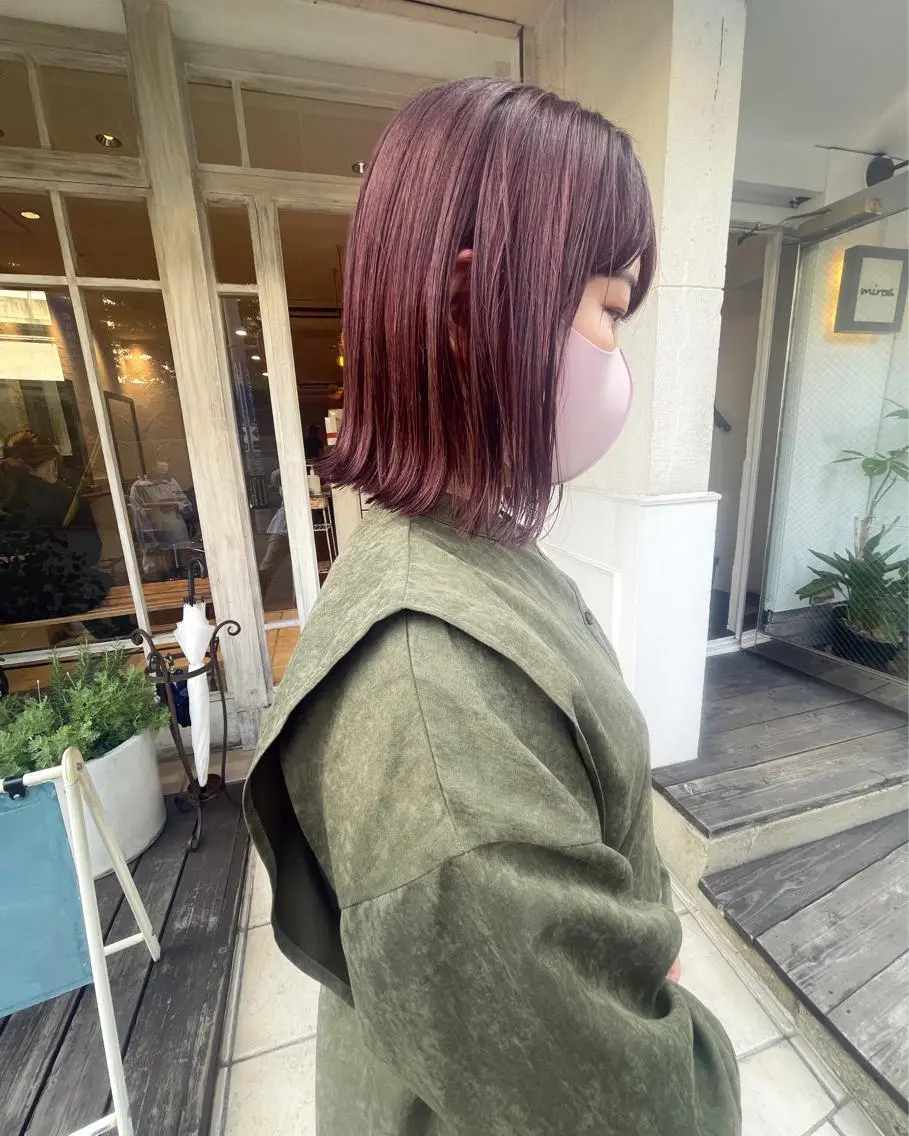 ミディアム カラー 🙃 透明感カラー/ボブのヘアスタイル