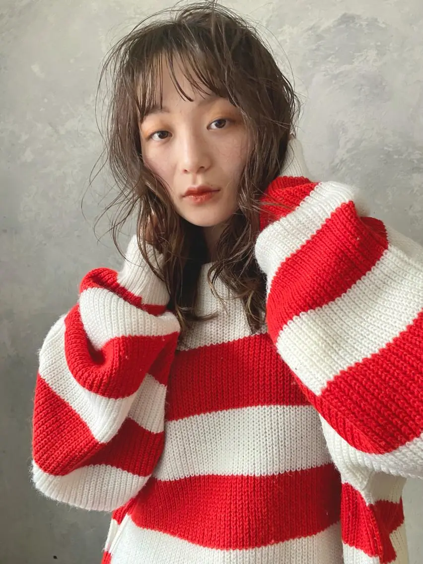 セミロング カラー ベージュカラー 森貴裕/ベージュ/ パーマ/オリーブのヘアスタイル