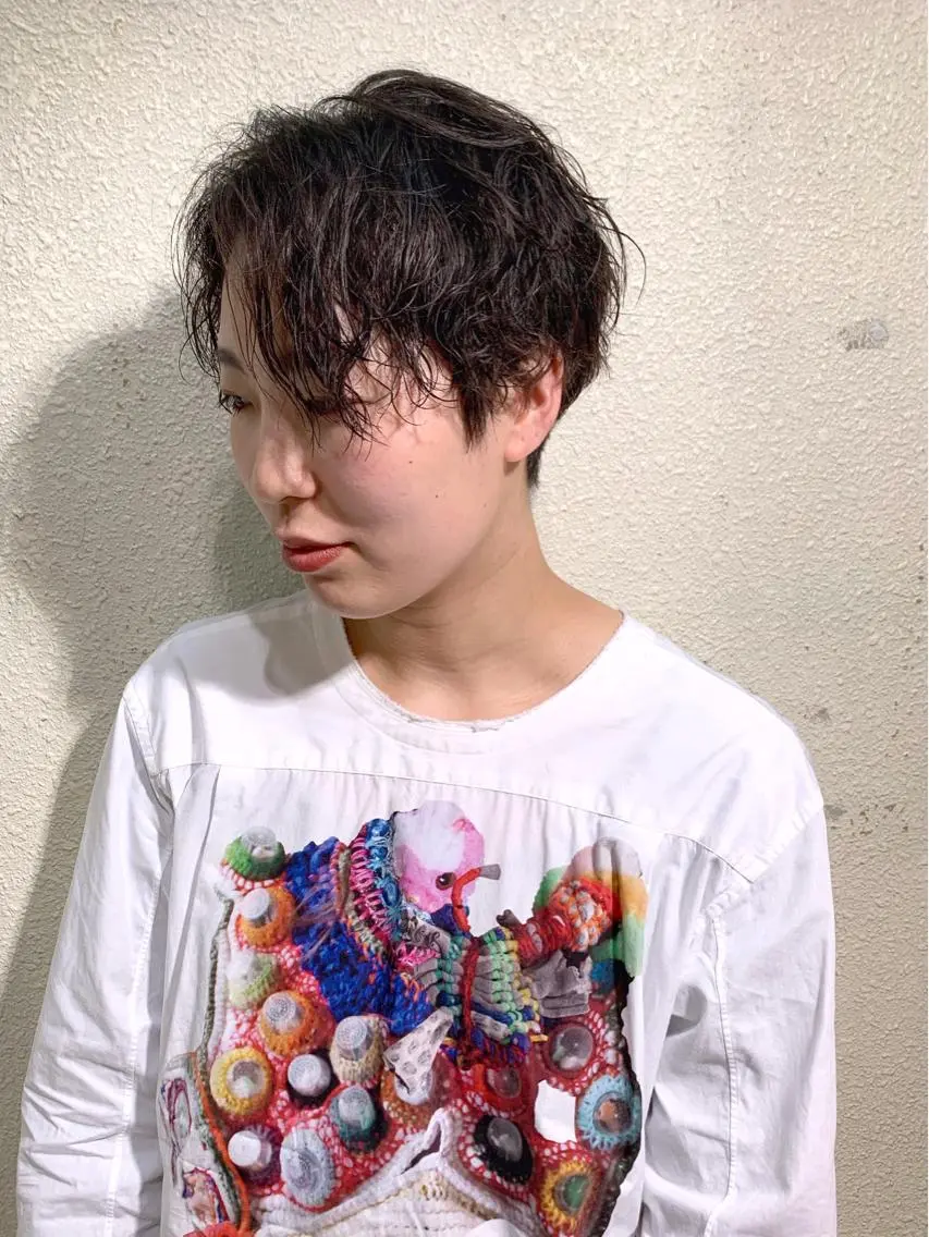 ショート ハンサムショート ショートヘア カット パーマ ヨナイ チヒロのヘアスタイル