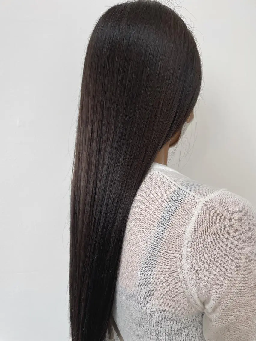 ロング カラー グレージュ 縮毛矯正 トリートメント 山下 千明のヘアスタイル