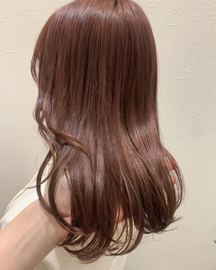 セミロング カラー ブラウンカラー ピンクカラー ピンクブラウン hubhair レイヤー/透明感のヘアスタイル