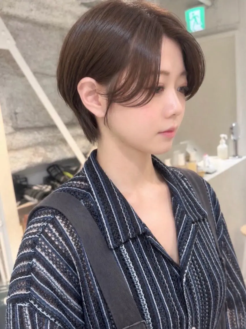 ショート カラー 丸みショート ブラウンカラー ダークブラウン 似合わせカット ショートヘア カット ヘアカラー 骨格診断で絶対可愛い ✨丸みショート✨凌弥のヘアスタイル