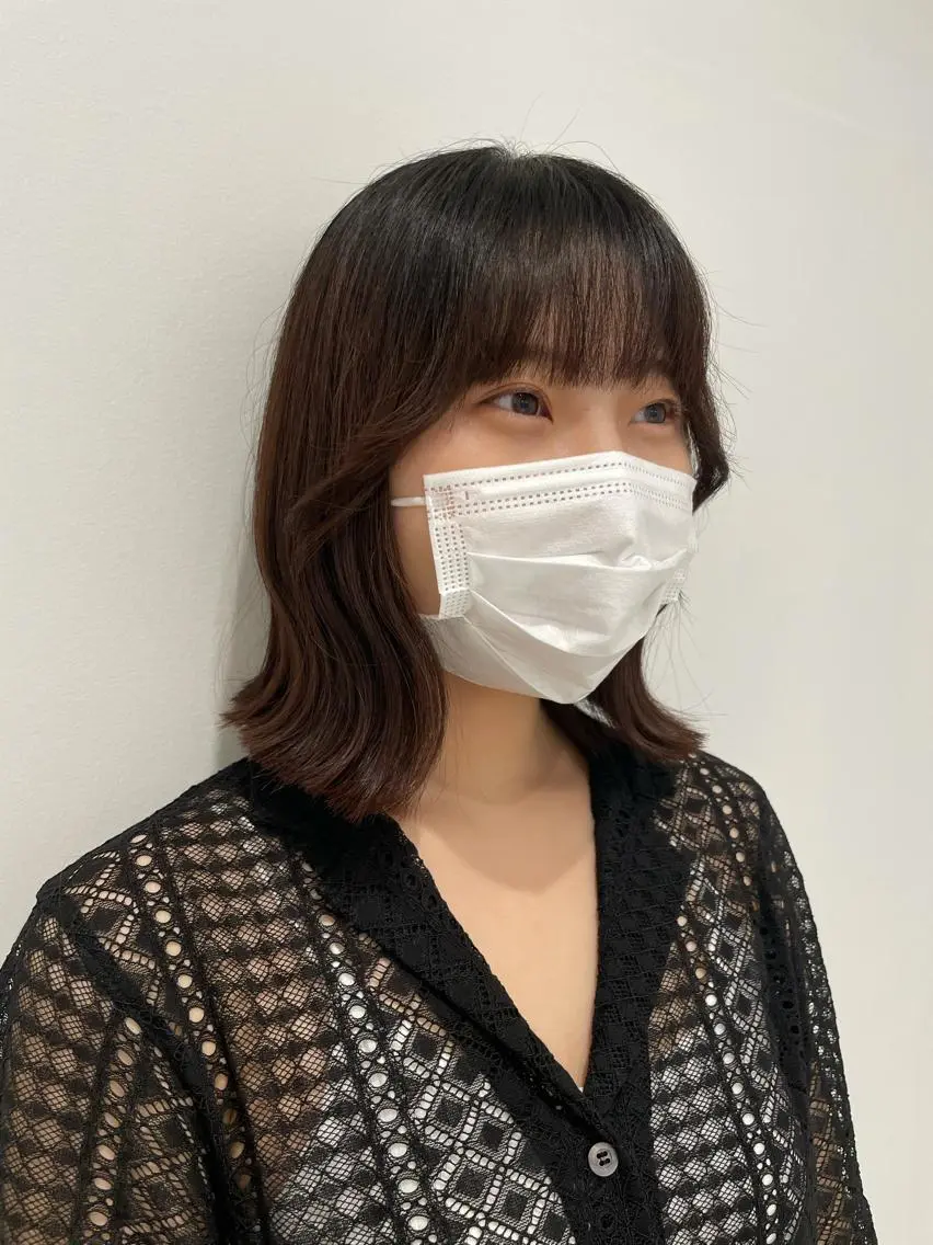 ミディアム ボブ 外ハネヘア トリートメント 暖色🎀ゆるふわ☁️ MOERI 🍒のヘアスタイル