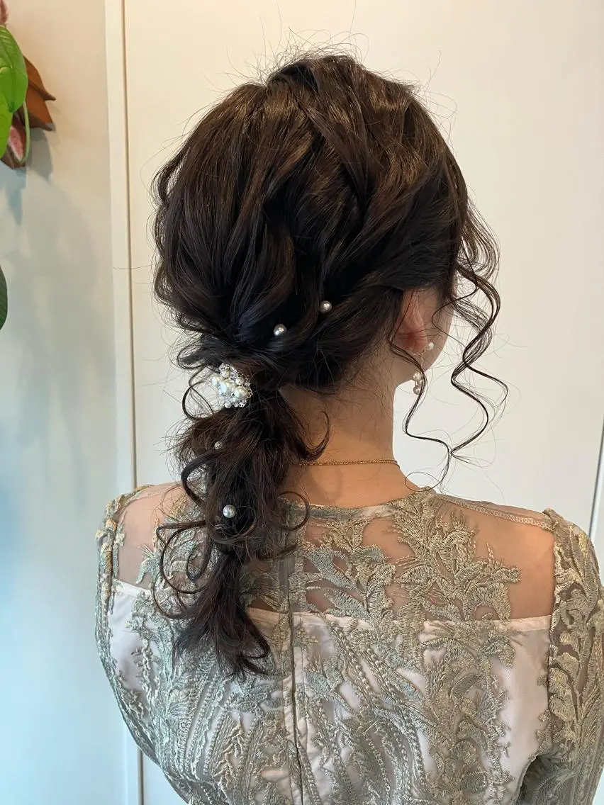 セミロング ヘアアレンジ 結婚式・ブライダル Hair&Make Nahoのマツエク・マツパデザイン