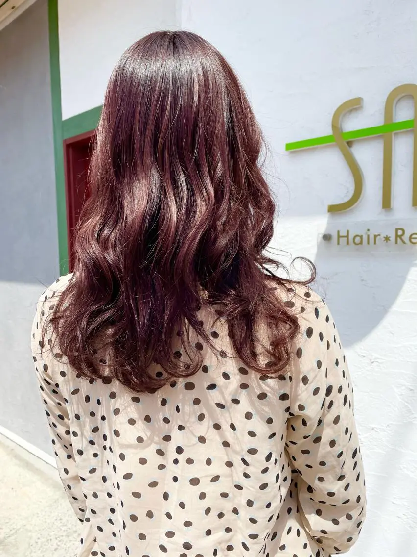 セミロング カラー ヘアアレンジ ブラウンカラー ピンクカラー ピンクブラウン カット トリートメント 北九州美容室 🕊️わかな✂︎のヘアスタイル