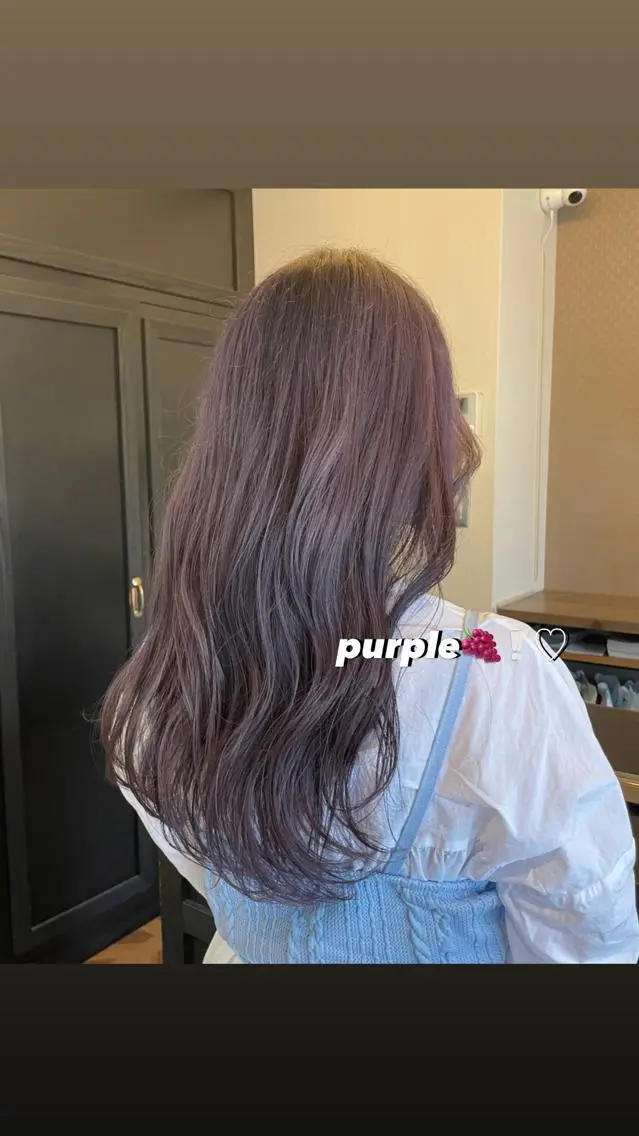 ロング カラー 透明感カラー パープルカラー カット 縮毛矯正 トリートメント 北山 巴奈のヘアスタイル