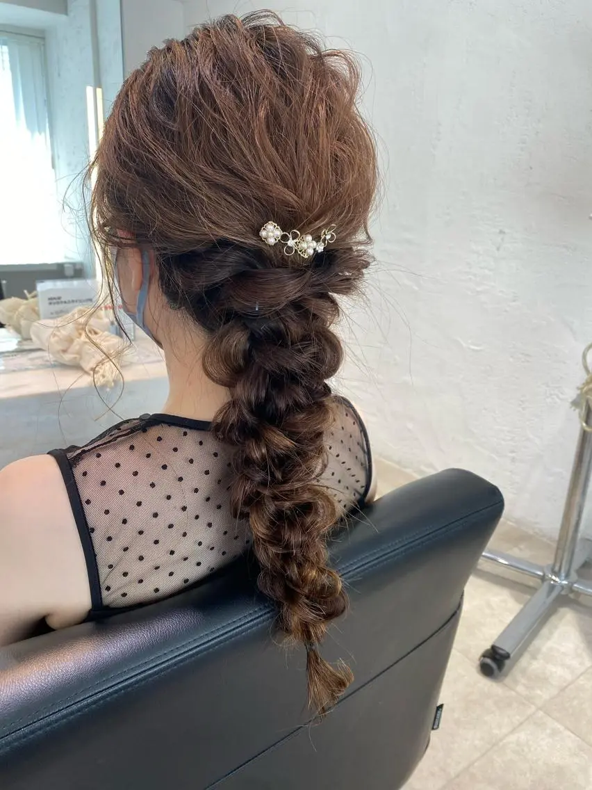 ロング ヘアセット 🐩透明感ミルクティ ーピンクニイナ🐩のヘアスタイル
