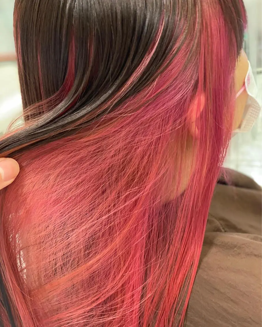 ロング カラー ダブルカラー インナーカラー ピンクカラー ヘアカラー トリートメント 💇♀️✨サラツヤ 特化✨ 天野翔のヘアスタイル