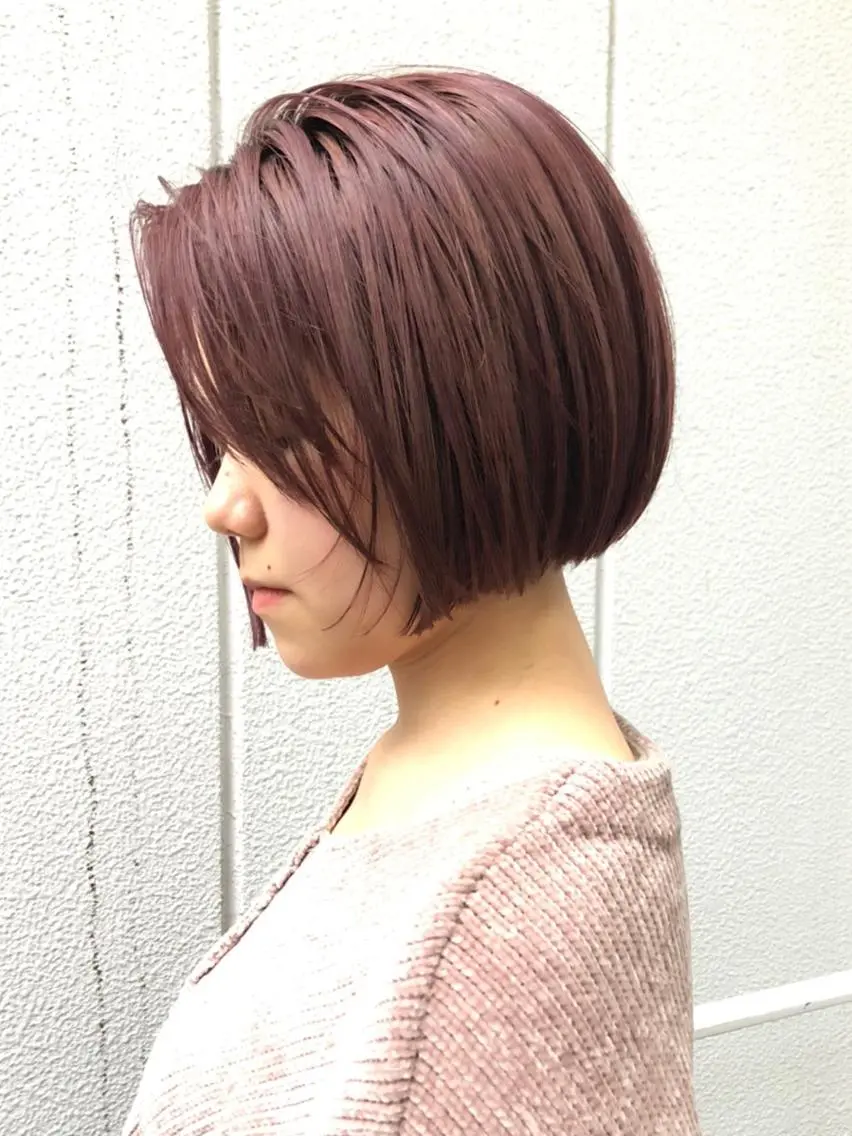 ミディアム カラー パーマ ヘアアレンジ ベージュカラー ピンクカラー ピンクベージュ ボブ ITbyALBUM 中野店のヘアスタイル